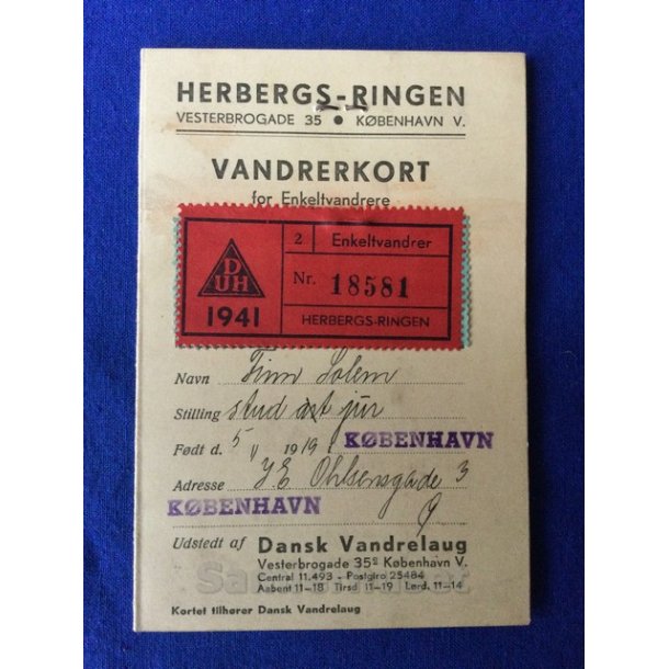 Vandrekort - Herbergs - Ringen - 1941