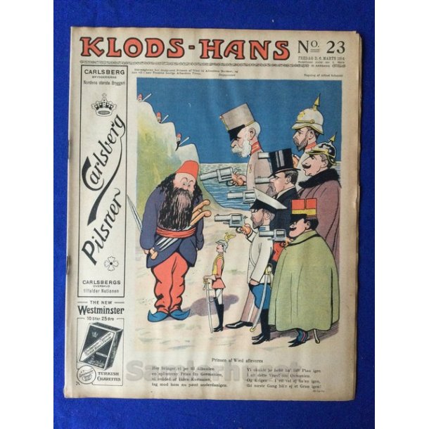 Klods - Hans - Politisk Vittighedsblad med Tegninger af A.Schmidt,G,Wegner.P.Fischer.m.m. No23  1914