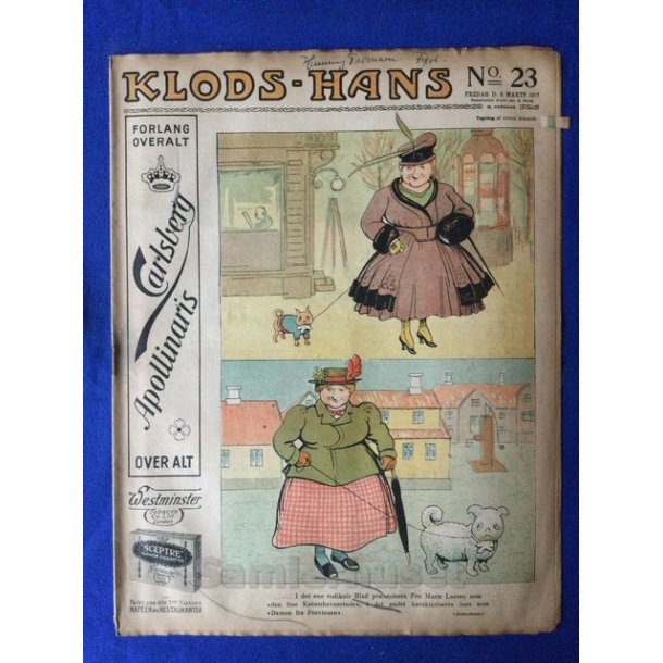 Klods - Hans - Politisk Vittighedsblad med Tegninger af A.Schmidt,G,Wegner.P.Fischer.m.m. No23  1917