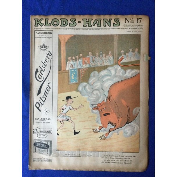 Klods - Hans - Politisk Vittighedsblad med Tegninger af A.Schmidt,G,Wegner.P.Fischer.m.m. No17  1917