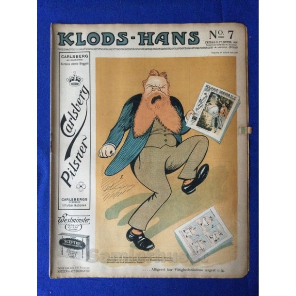 Klods - Hans - Politisk Vittighedsblad med Tegninger af A.Schmidt,G,Wegner.P.Fischer.m.m. No 7  1916