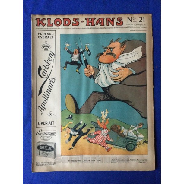 Klods - Hans - Politisk Vittighedsblad med Tegninger af A.Schmidt,G,Wegner.P.Fischer.m.m. No21  1917