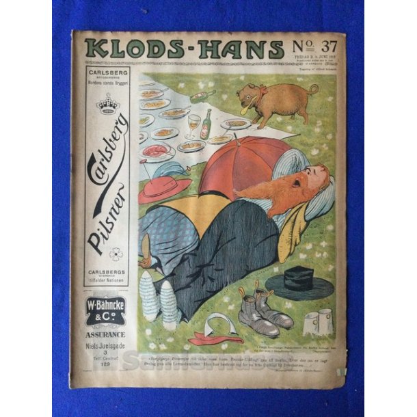 Klods - Hans - Politisk Vittighedsblad med Tegninger af A.Schmidt,G,Wegner.P.Fischer.m.m. No37  1916