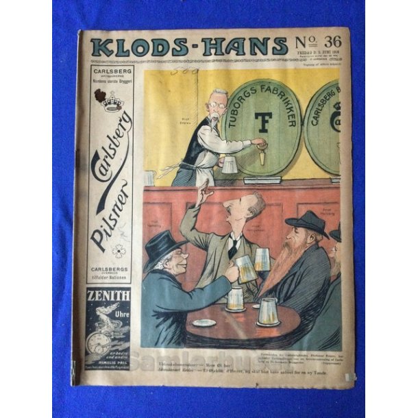 Klods - Hans - Politisk Vittighedsblad med Tegninger af A.Schmidt,G,Wegner.P.Fischer.m.m. No36  1916