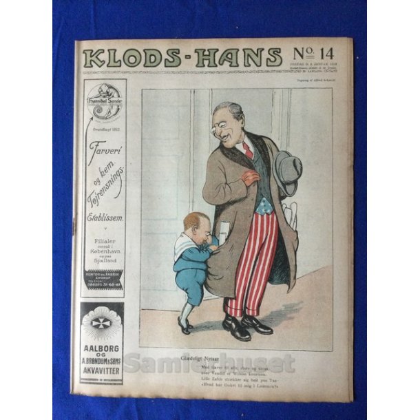 Klods - Hans - Politisk Vittighedsblad med Tegninger af A.Schmidt,G,Wegner.P.Fischer.m.m. No14  1919