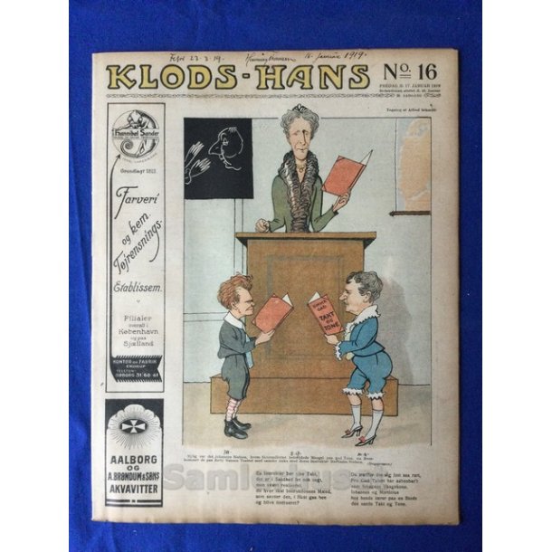 Klods - Hans - Politisk Vittighedsblad med Tegninger af A.Schmidt,G,Wegner.P.Fischer.m.m. No16  1919