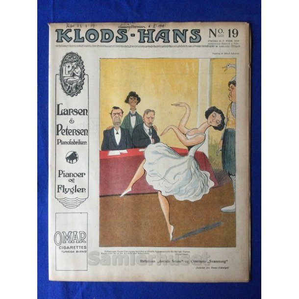 Klods - Hans - Politisk Vittighedsblad med Tegninger af A.Schmidt,G,Wegner.P.Fischer.m.m. No19  1919