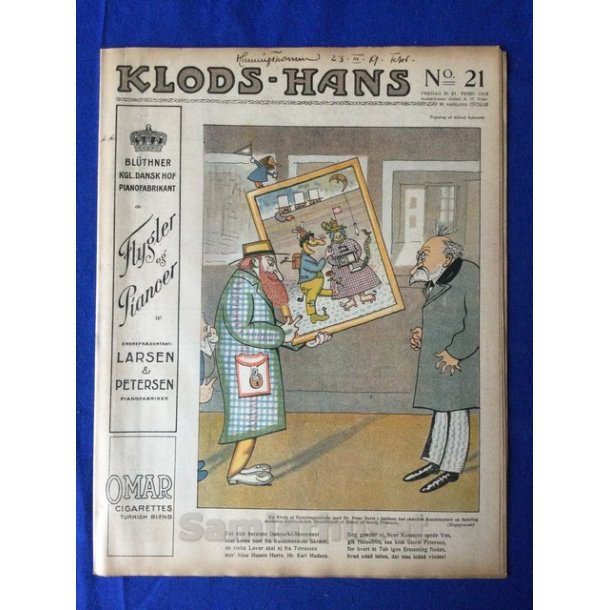 Klods - Hans - Politisk Vittighedsblad med Tegninger af A.Schmidt,G,Wegner.P.Fischer.m.m. No21  1919