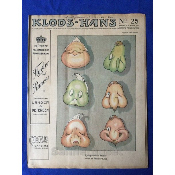 Klods - Hans - Politisk Vittighedsblad med Tegninger af A.Schmidt,G,Wegner.P.Fischer.m.m. No25  1919