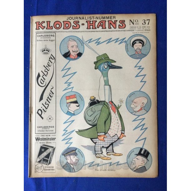 Klods - Hans - Politisk Vittighedsblad med Tegninger af A.Schmidt,G,Wegner.P.Fischer.m.m. No37  1914