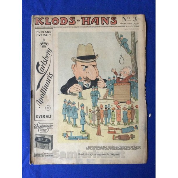 Klods - Hans - Politisk Vittighedsblad med Tegninger af A.Schmidt,G,Wegner.P.Fischer.m.m. No3  1917