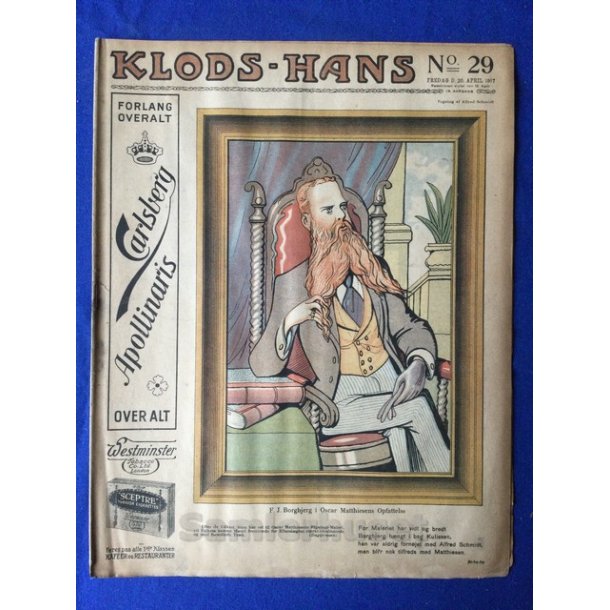 Klods - Hans - Politisk Vittighedsblad med Tegninger af A.Schmidt,G,Wegner.P.Fischer.m.m. No29  1917