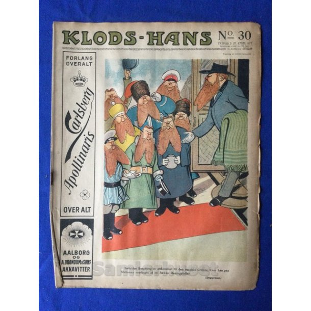 Klods - Hans - Politisk Vittighedsblad med Tegninger af A.Schmidt,G,Wegner.P.Fischer.m.m. No30  1917