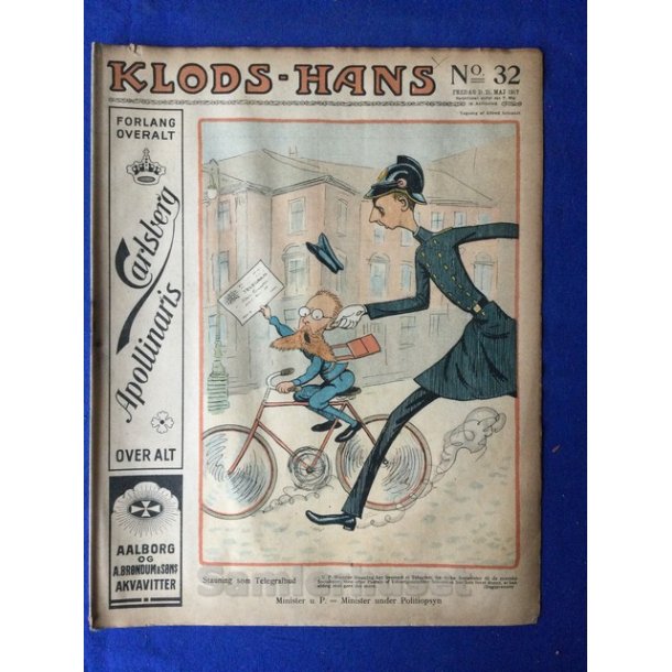 Klods - Hans - Politisk Vittighedsblad med Tegninger af A.Schmidt,G,Wegner.P.Fischer.m.m. No32  1917