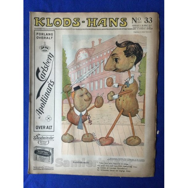 Klods - Hans - Politisk Vittighedsblad med Tegninger af A.Schmidt,G,Wegner.P.Fischer.m.m. No33  1917
