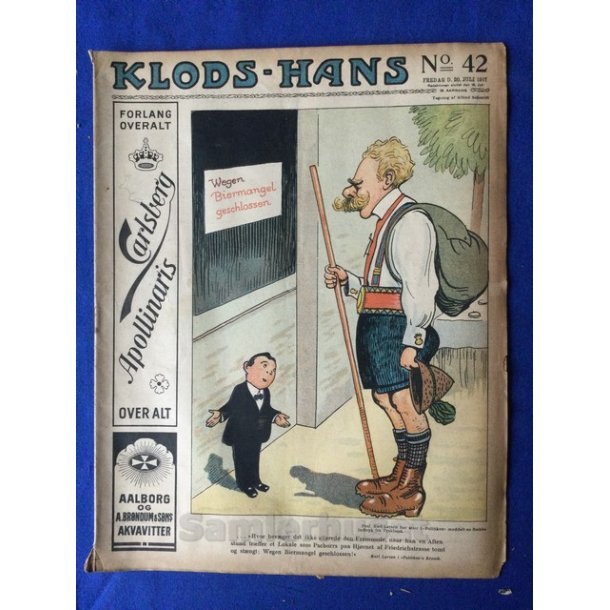 Klods - Hans - Politisk Vittighedsblad med Tegninger af A.Schmidt,G,Wegner.P.Fischer.m.m. No42  1917