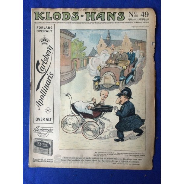 Klods - Hans - Politisk Vittighedsblad med Tegninger af A.Schmidt,G,Wegner.P.Fischer.m.m. No49  1917