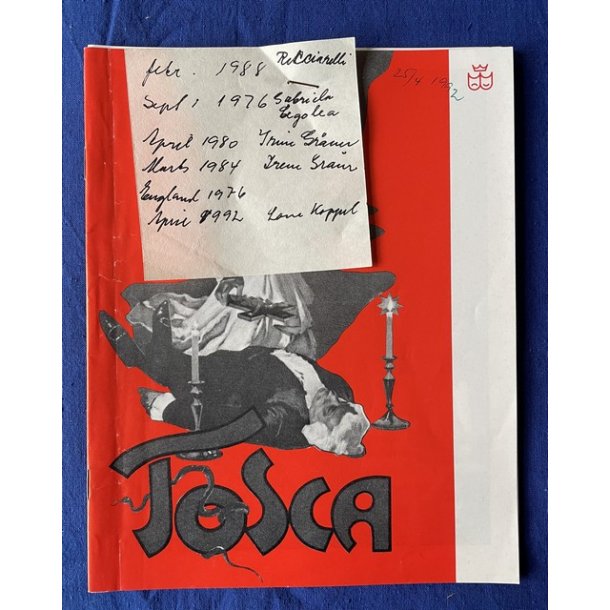 Tosca - Opera 1992 - Det Kongelige Teater - Program A5 - Pn