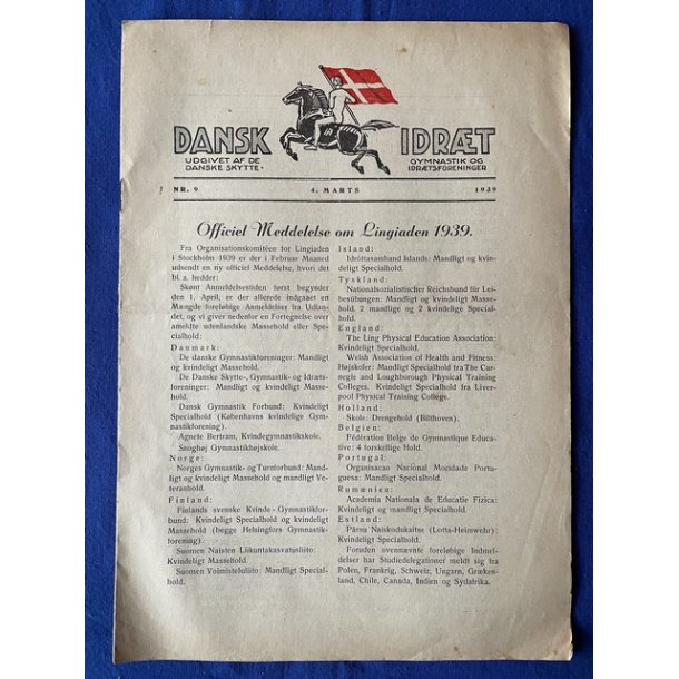 Dansk Idrt - 4. Marts 1939  - A 4 - Pn