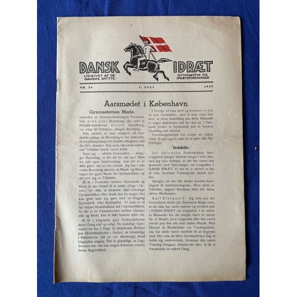 Dansk Idrt - Juli 1939  - A 4 - Pn
