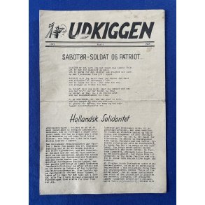 Illegalt Blad - Udkiggen - Foldet A4 ark. - Marts 1945