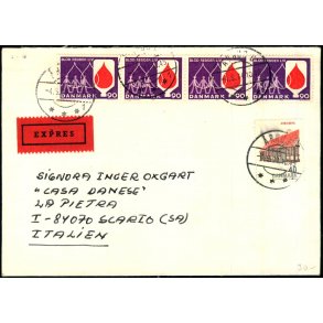 Expres Brev til Italien fra Aarhus  4 - 5 - 74