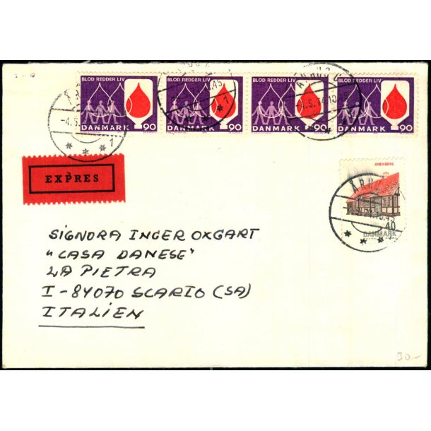 Expres Brev til Italien fra Aarhus  4 - 5 - 74