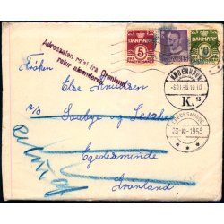 Brev til Egedesminde - Grnland 6 -11 - 55 - Retur af. Adressatren rejst fra Grnland - Med Indhold 