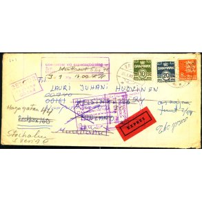Expres Brev fra Danmark til Finland - 31 - 1 80 - Retur Sverige - Danmark
