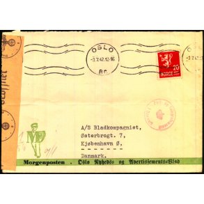 Censurbrev fra Norge  3 - 7 - 42 - Til Danmark