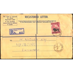 Luftpost Rekommanderet Brev fra Kenya til Danmark - 14 - 10 - 58