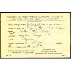 Komiteen for Kbenhavnnske skolebrns Landophold - Helsagskort u/n - Brugt