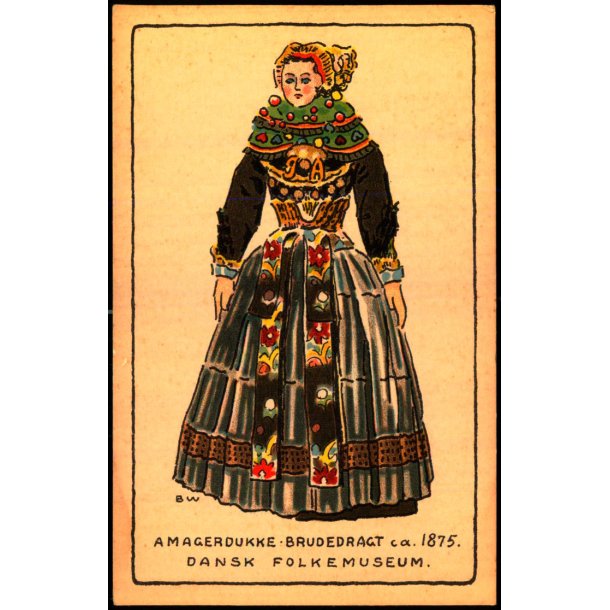 BW - Amagerdukke - Brudedragt ca. 1875 - Dansk Folkemuseum - Alfred Jacobsen 35 - Ubrugt