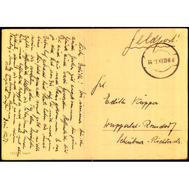 Tysk Feldpostkort - ??   14 - 11- 39