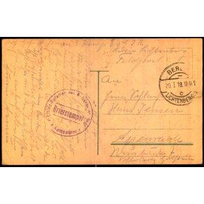 Feldtpost - 20 - 7 - 18 - Til Apenrade  - Forside : Berlin