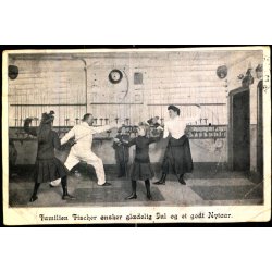 Familien Fischer nsker gldelig Jul og et godt Nytr - Qvist u/n - Brugt - Julemrke  24/12 - 1906 