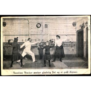 Familien Fischer �nsker gl�delig Jul og et godt Nyt�r - Qvist u/n - Brugt - Julem�rke  24/12 - 1906 