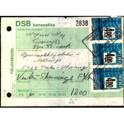 Banepakke DSB/Hillerd,Frederiksvrk,Hund Jernbane  - Flgeseddel - 7 - 10 - 77 - 3x4, kr - Stemplet