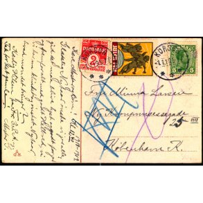 Efterporto - Julekortkort til Kbenhavn K. 1 - 1- 18/19 - Julemrke 1918 - Efterporto 4 re 