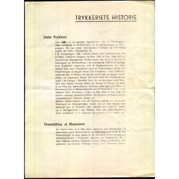 Trykkeriets Historie - Bagside Danskernes Fredssang 