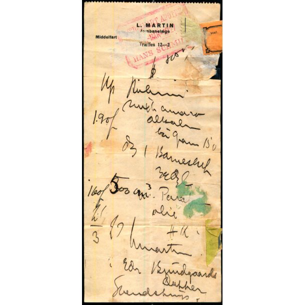 Recept - L. Martin - Middelfarts Apothek - 21 - 3 - 1927