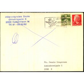 Perfin - Kbenhavns Kommune p Brev - Hillerdgades Skole - Stemplet