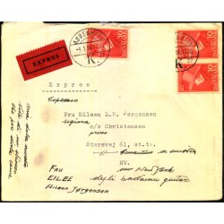 Expres Brev til Kbenhavn NV-  4 - 1 - 56  - Brugt - Masse ptegninger !!