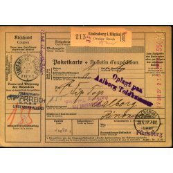 Adressekort fra Lindenberg i Allgu 27. Apr. 27 - Oplagt p Aalborg Toldkammer m:m.