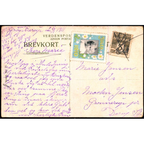 Postkort - Blkannuleret 6 - 1 - 1910 - Brugt
