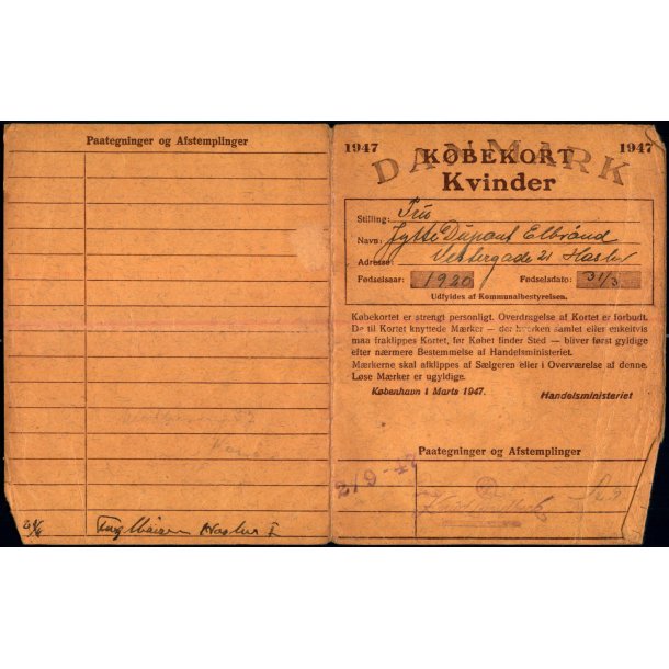 Kbekort - Kvinder med Ptegninger - 2 Verdenskrig