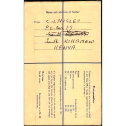 Luftpost Rekommanderet Brev fra Tanganika til Danmark - 15 - 12 - 61