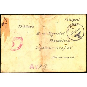 Feldpostbrev - Feldpoststempel  14 - 4 - 42 - Til Fredericia - Censur