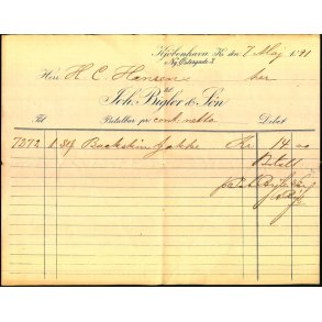 Joh. Bigler & S�n - K�benhavn K - 1891