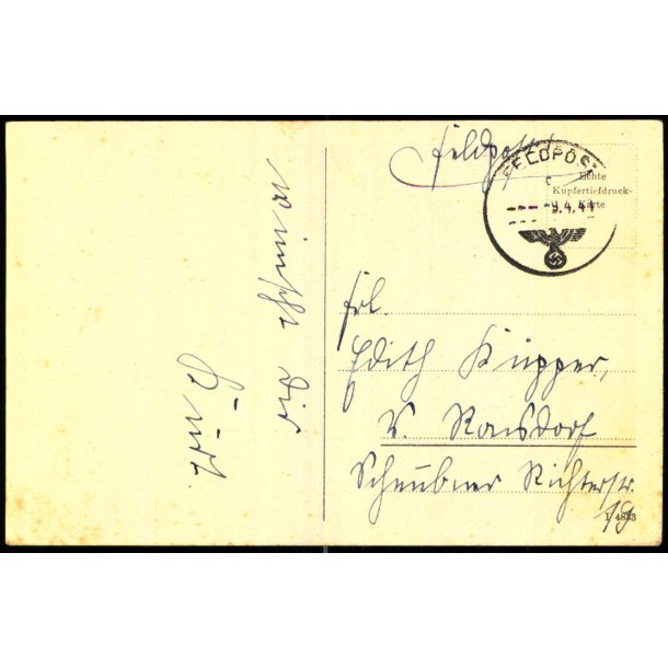 Tysk Feldpostkort - Feldpost 9 - 4 - 41